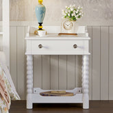 Bellemave® Retro Style Nightstand with Drawer and Open Shelf, Turned Legs and Metal Handle - Bellemave